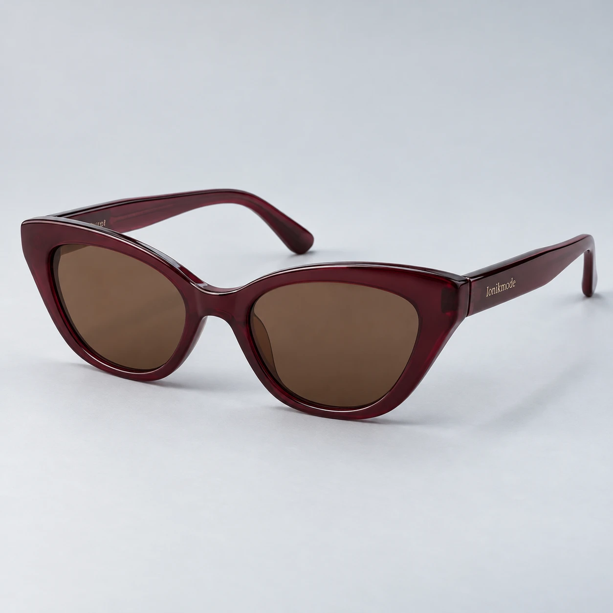 Flux Cat-Eye, Dark burgundy frame with brown lenses